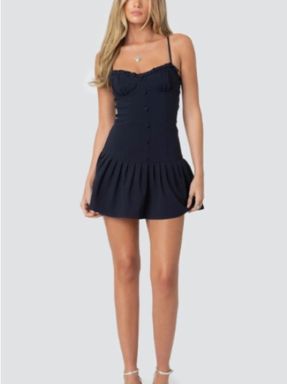Edikted Navy Spaghetti Strap Mini Dress